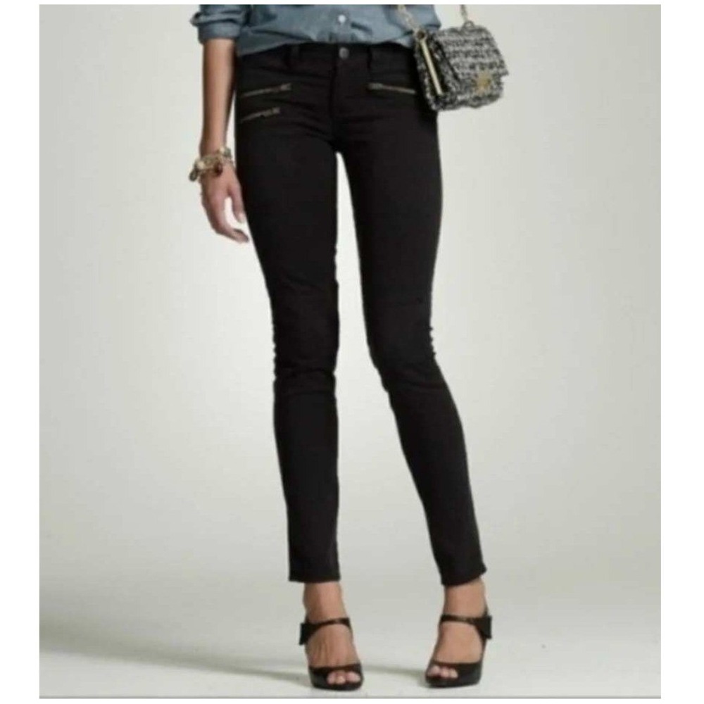 J.Crew Toothpick Ankle Pants Size 32 Black Zipper‎ Detail Super Skinny Fit